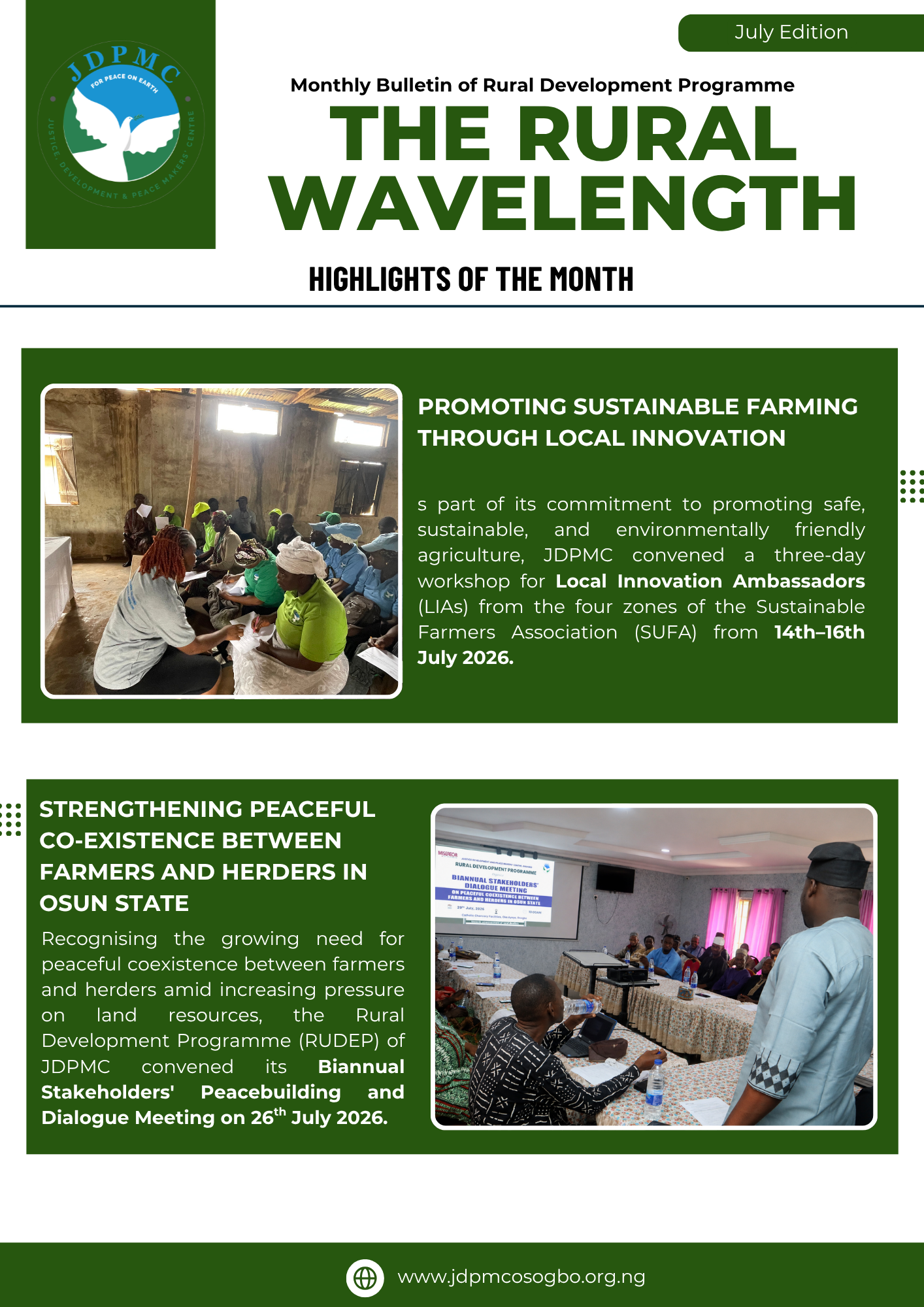 The Rural Wavelength -The monthly bulletin of the Rural Development Programme (July Edition)